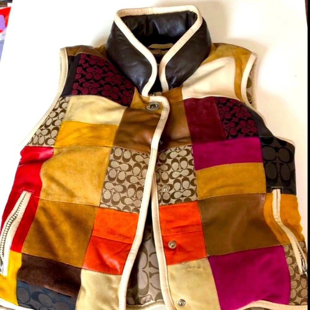 Leather Patchwork Coach Vest